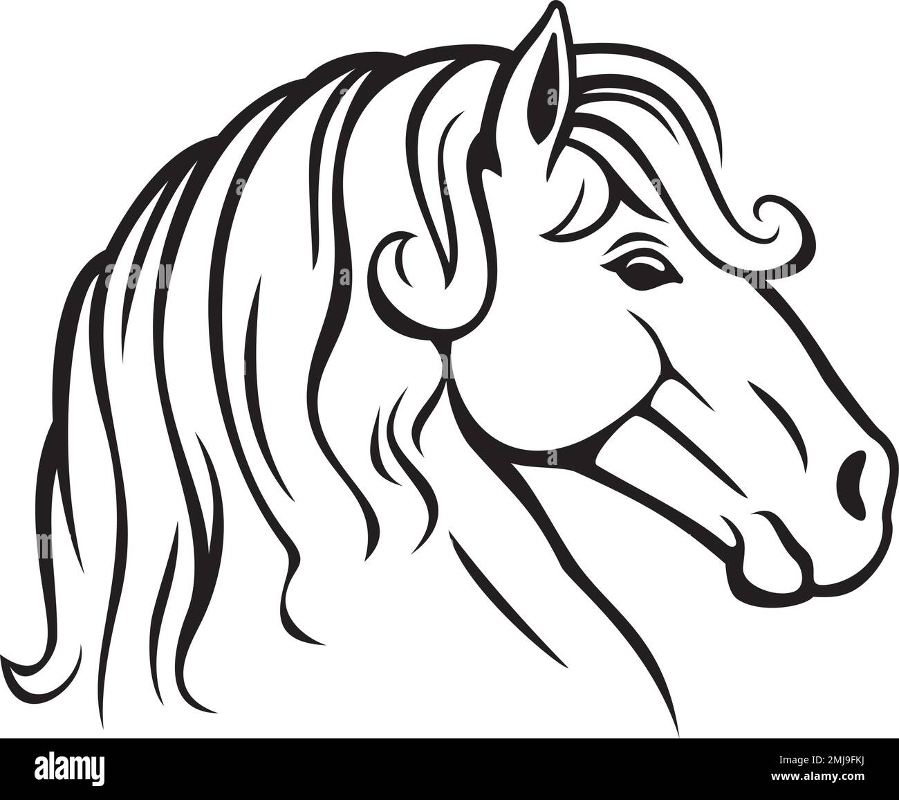 Vettore testa di cavallo bianco e nero Illustrazione Vettoriale