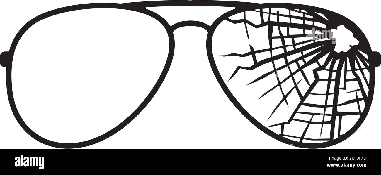 Occhiali da sole Broken Aviator Vector Illustration. Illustrazione Vettoriale