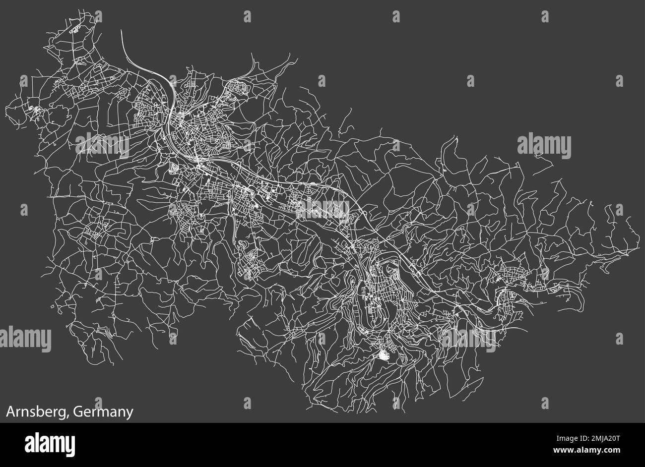 Mappa stradale di ARNSBERG, GERMANIA Illustrazione Vettoriale