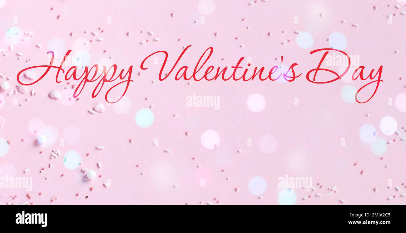 San Valentino. Sfondo di San Valentino su sfondo rosa. Iscrizione Buon San Valentino. Foto Stock