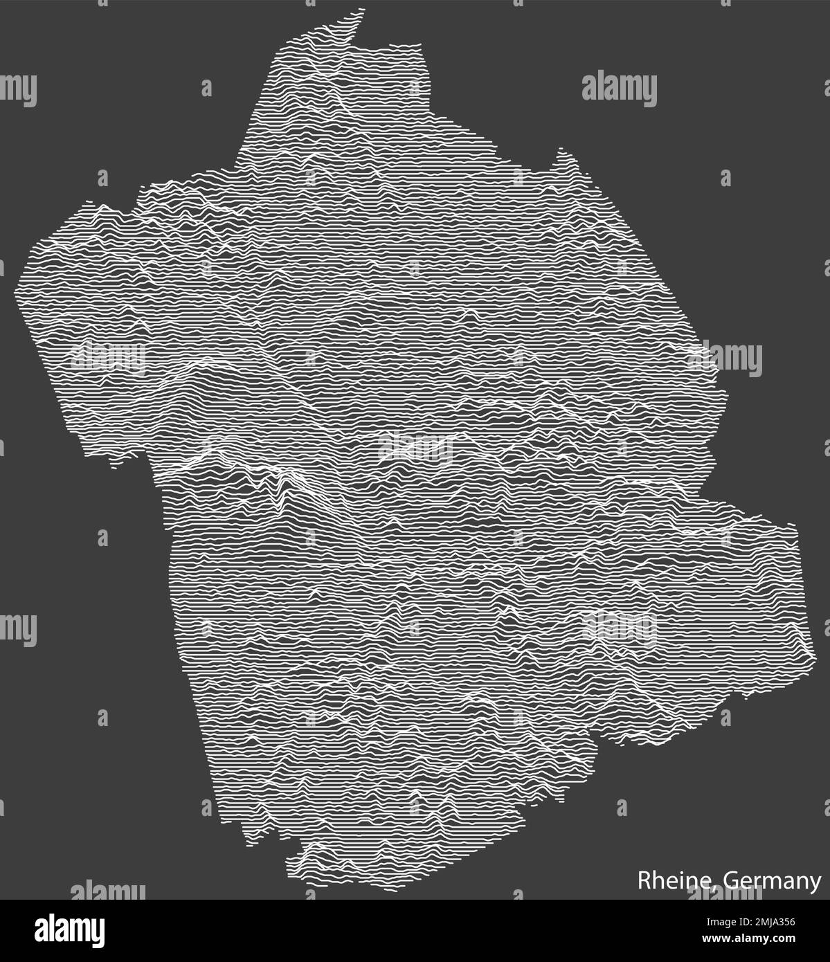 Mappa topografica di rilievo di RHEINE, GERMANIA Illustrazione Vettoriale