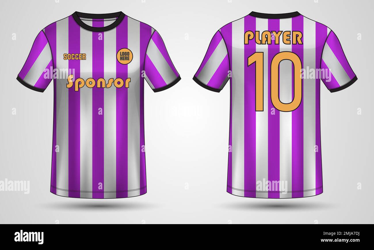 T-shirt sport Jersey design modello di illustrazione Vector viste anteriore e posteriore, maglia da calcio mock up per club di calcio e altri. Top sportivo in uniforme Illustrazione Vettoriale