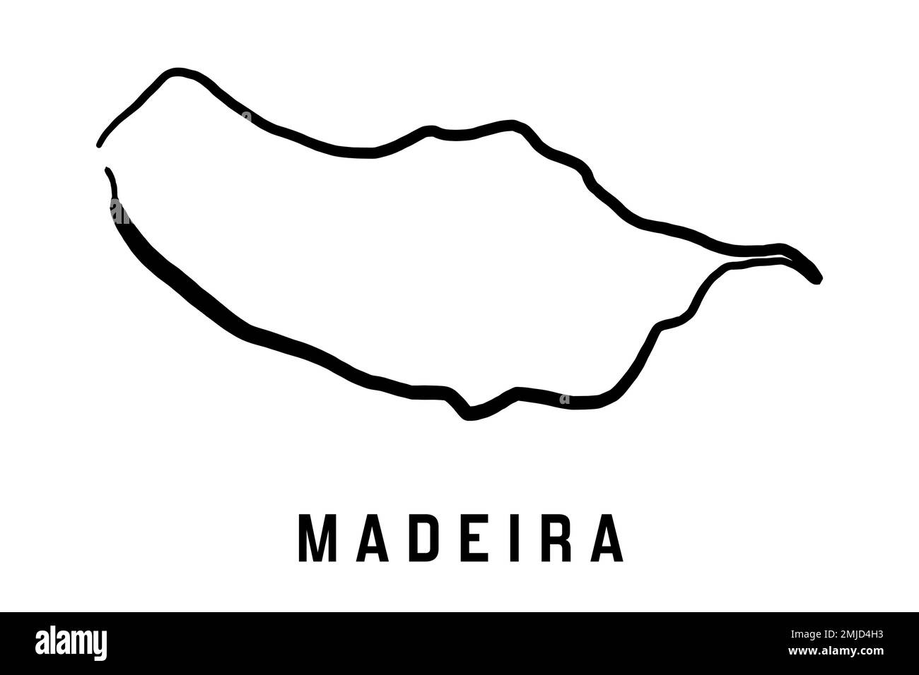 Mappa dell'isola di Madeira contorno semplice. Mappa di stile semplificata disegnata a mano da vettori. Illustrazione Vettoriale