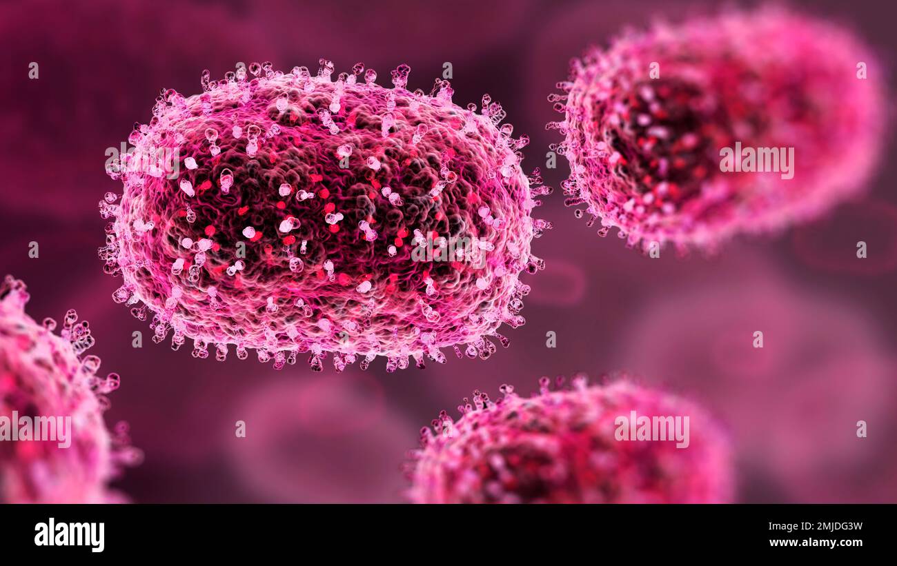 Particelle di virus Mpox, illustrazione Foto Stock