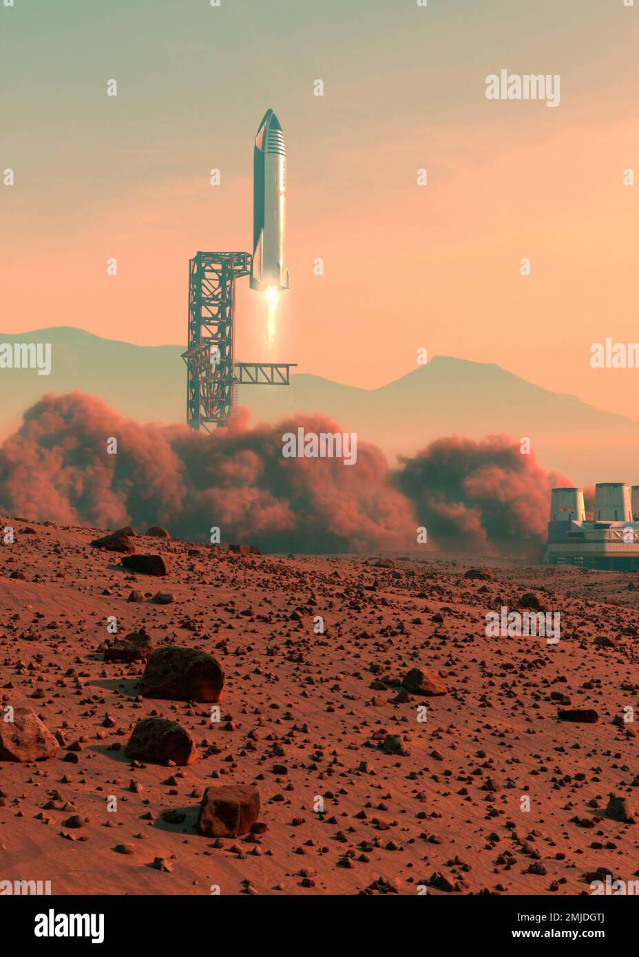 SpaceX Starship Mars Landing Foto Stock