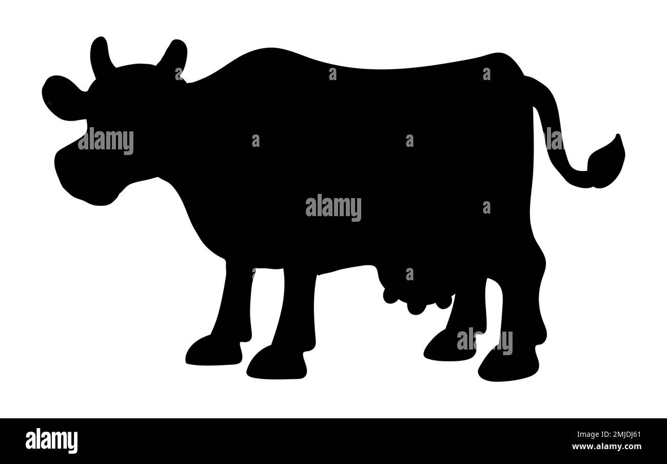 Segno della mucca. Vacca nero silhouette bovino simbolo. Illustrazione vettoriale, isolata su sfondo bianco. Illustrazione Vettoriale