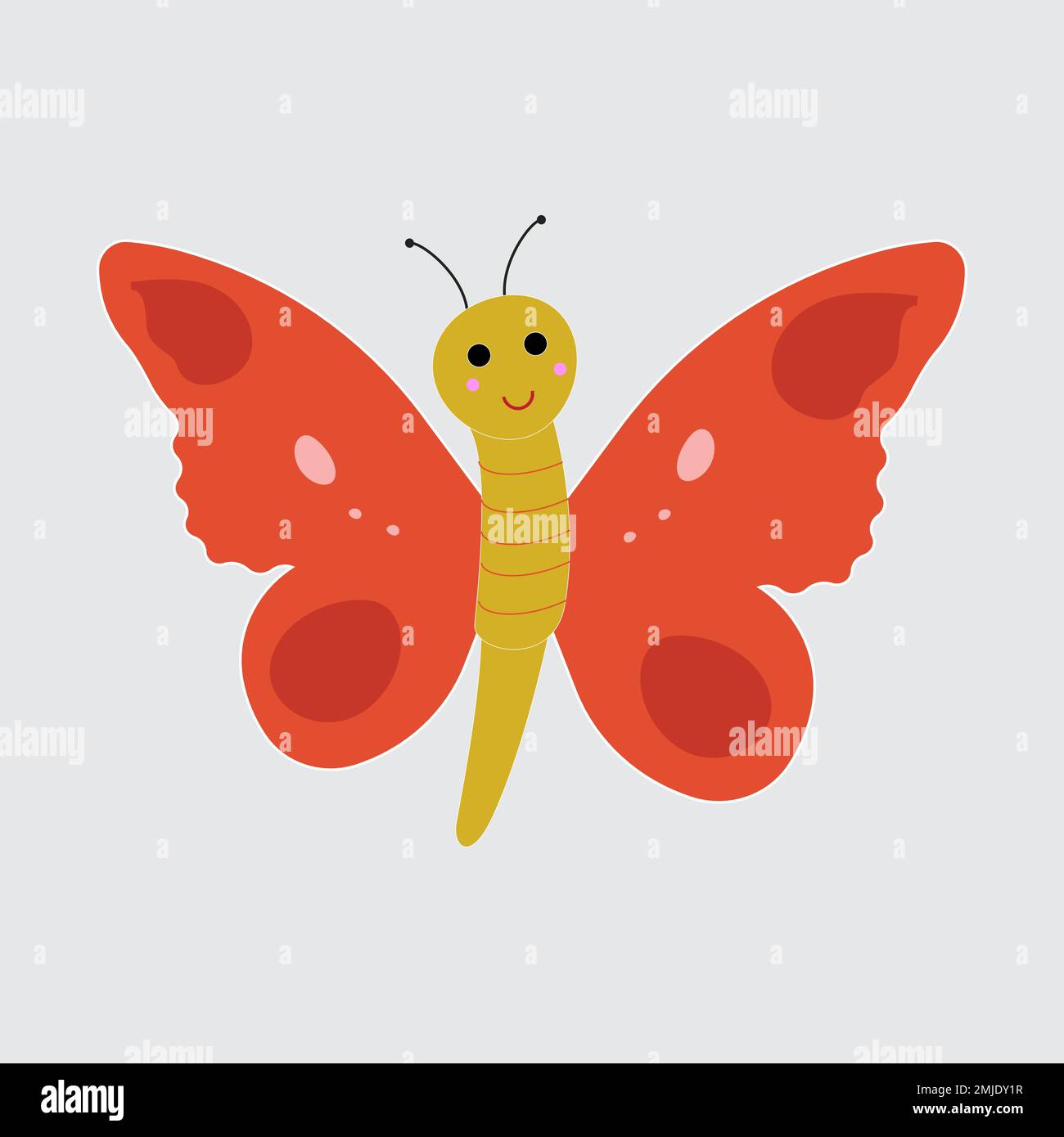 Set di farfalle di diversi colori e forme isolate su sfondo bianco. Bellissimi insetti volanti. Illustrazione vettoriale in stile cartoon flat. Illustrazione Vettoriale