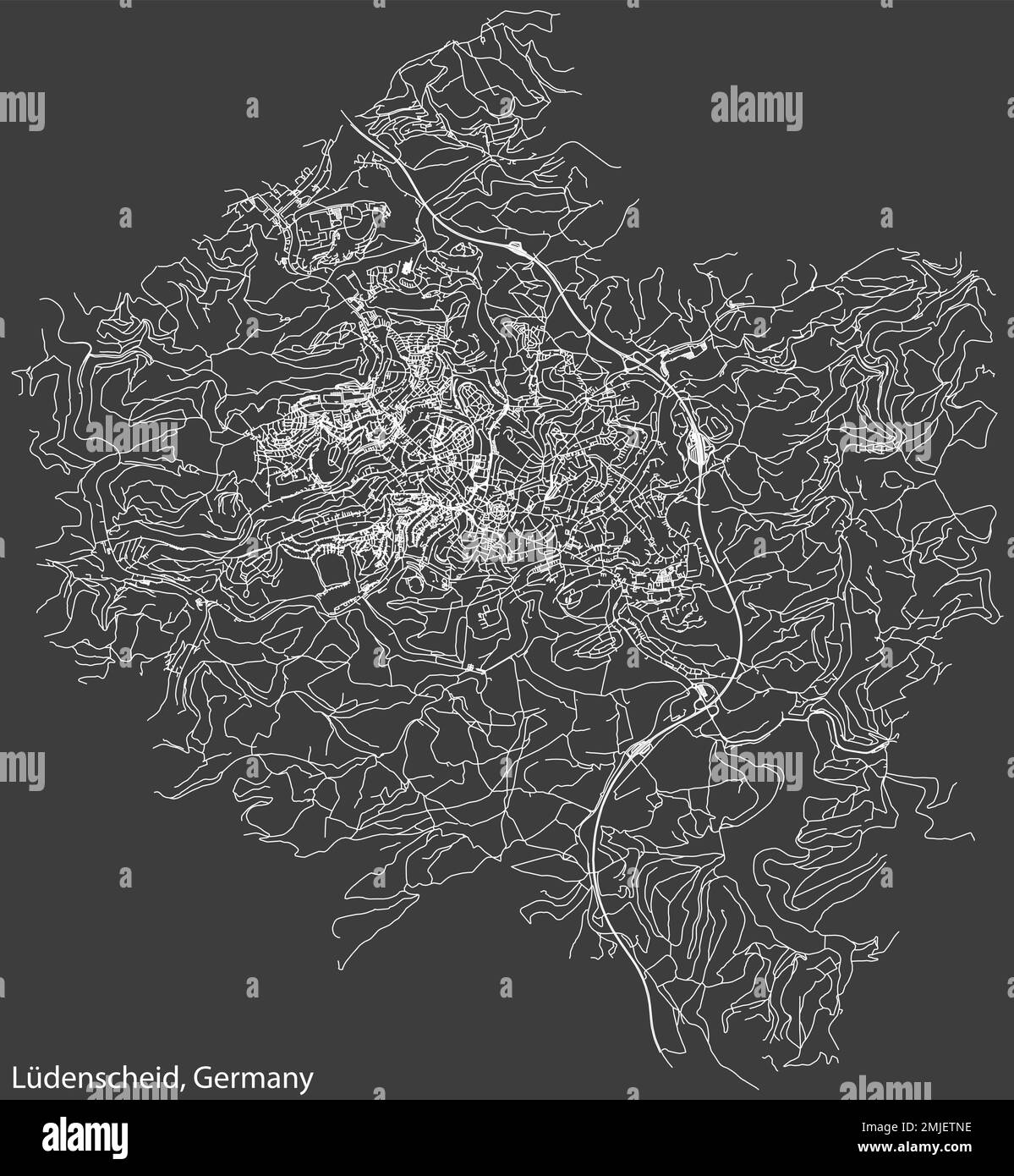 Mappa stradale di Lüdenscheid, GERMANIA Illustrazione Vettoriale