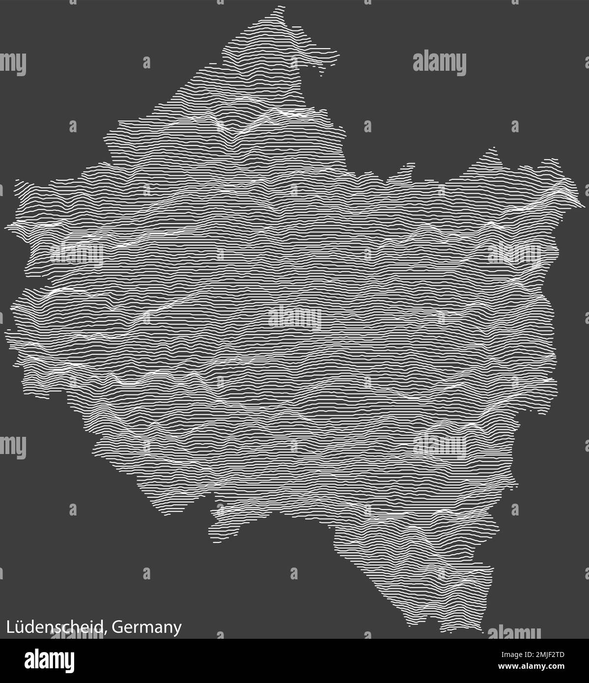 Mappa topografica di rilievo di Lüdenscheid, GERMANIA Illustrazione Vettoriale