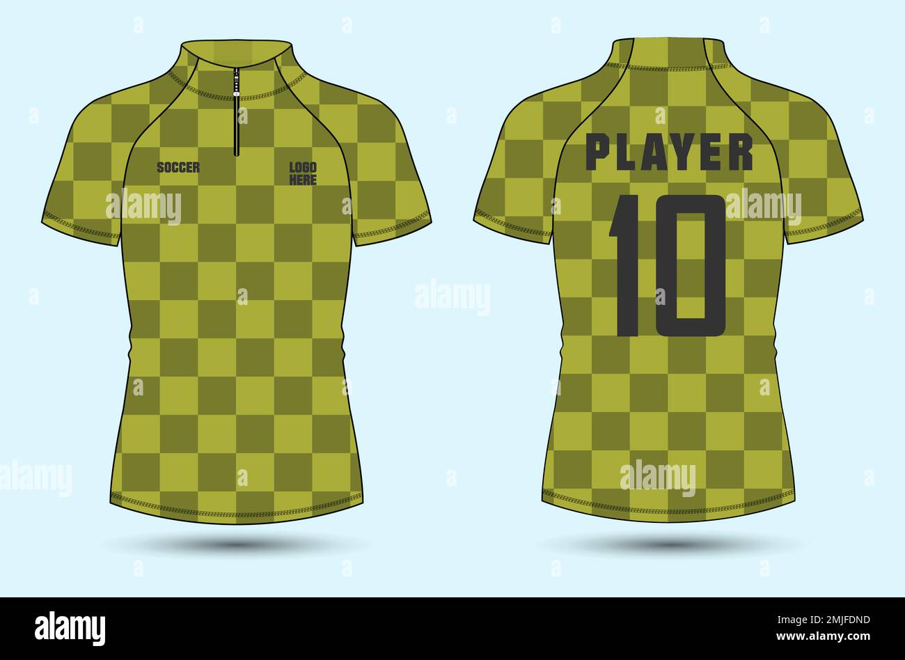 T-shirt sport Jersey design modello di illustrazione Vector viste anteriore e posteriore, maglia da calcio mock up per club di calcio e altri. Top sportivo in uniforme Illustrazione Vettoriale