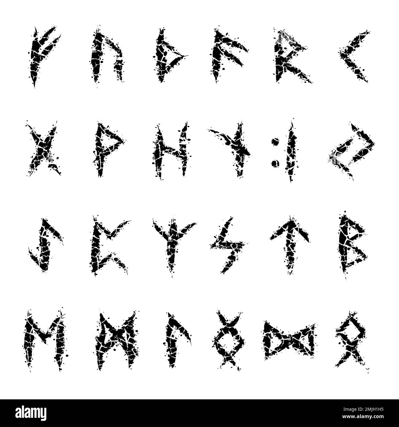 Lettere scandinave rune spaccate Illustrazione Vettoriale