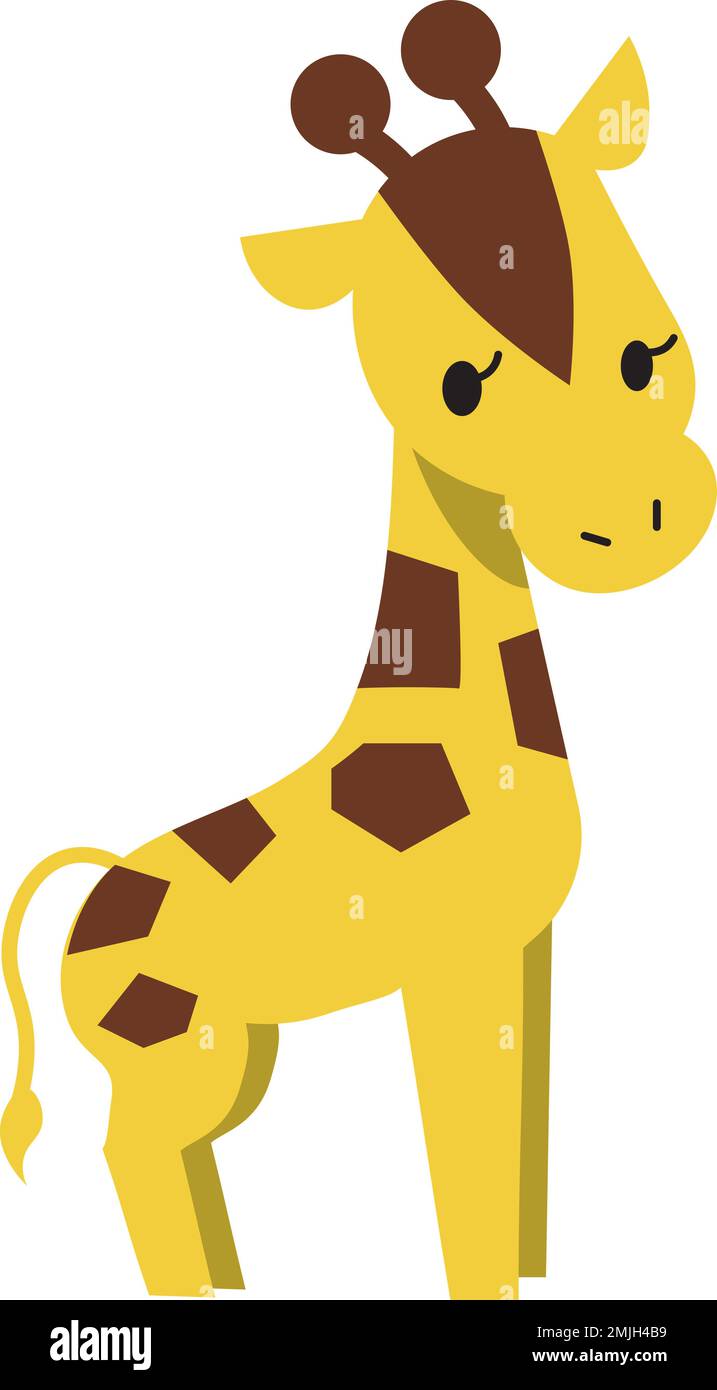 Una semplice giraffa senza contorni. Illustrazione piatta. Illustrazioni adorabili per i bambini. Illustrazione Vettoriale