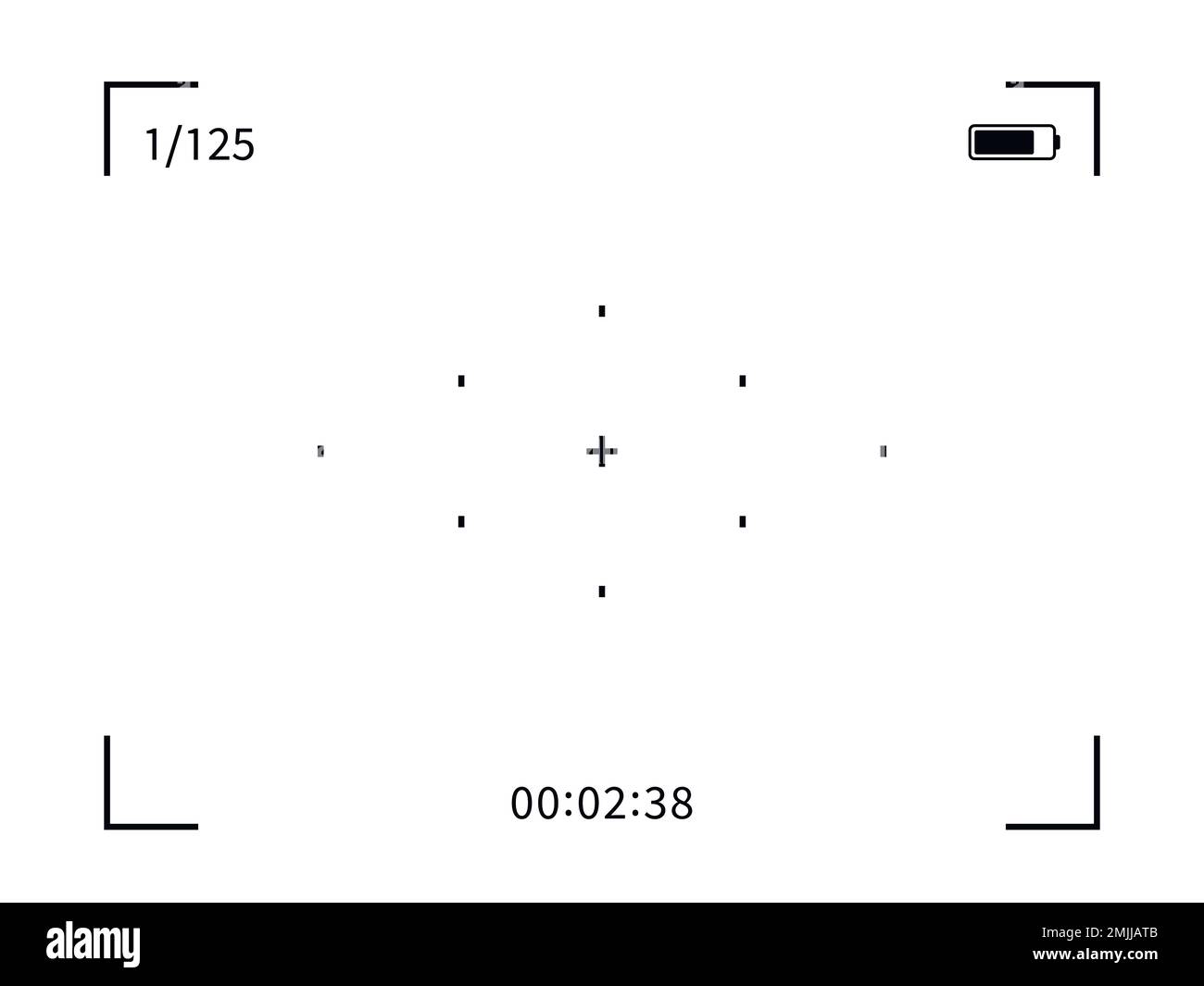 Modello mirino della cornice di messa a fuoco della videocamera. Moderno display digitale con messa a fuoco. Illustrazione vettoriale. Illustrazione Vettoriale