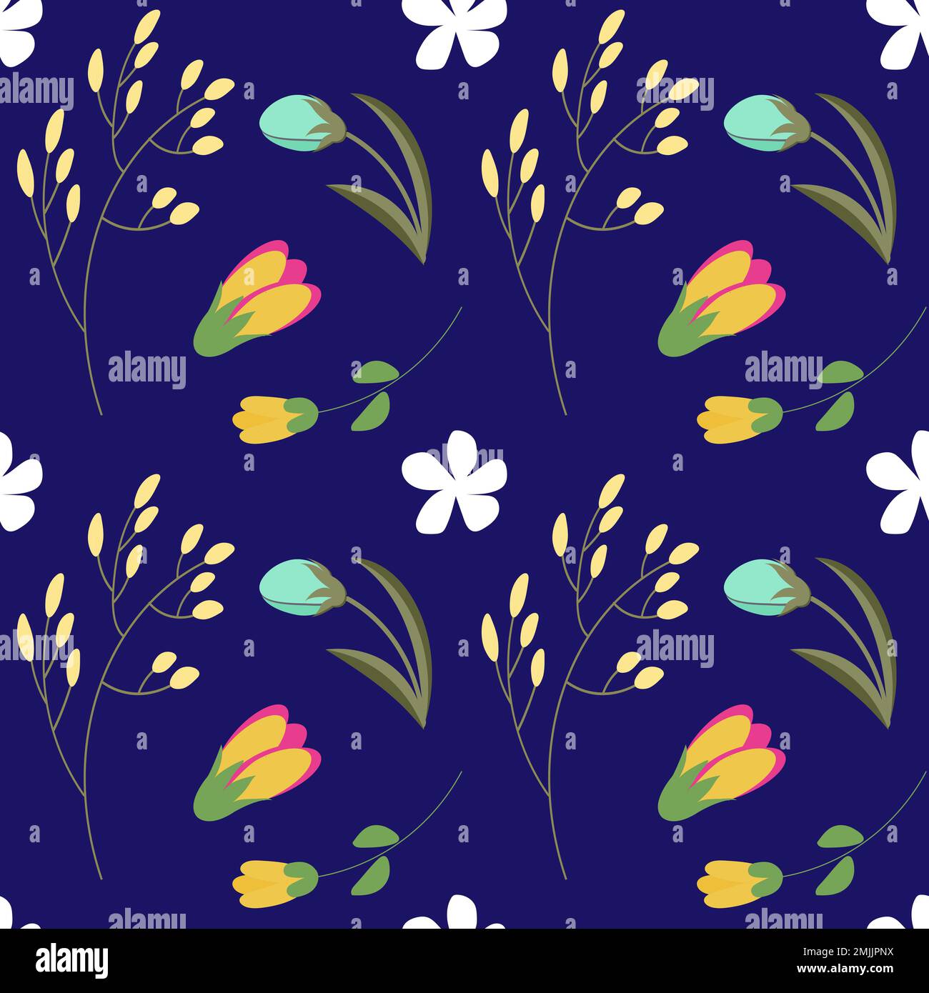 Motivi floreali senza cuciture. Fiori di primavera sfondo Illustrazione Vettoriale