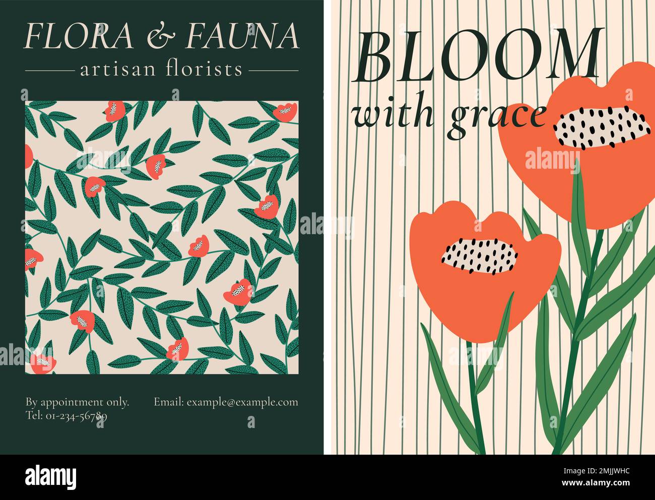 Set di modelli vettoriali retro flower pattern per poster Illustrazione Vettoriale