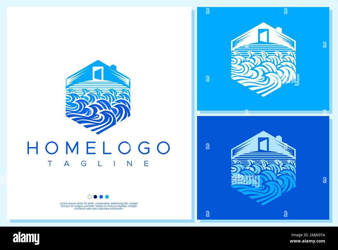 Design del logo Home Wave. Illustrazione Vettoriale