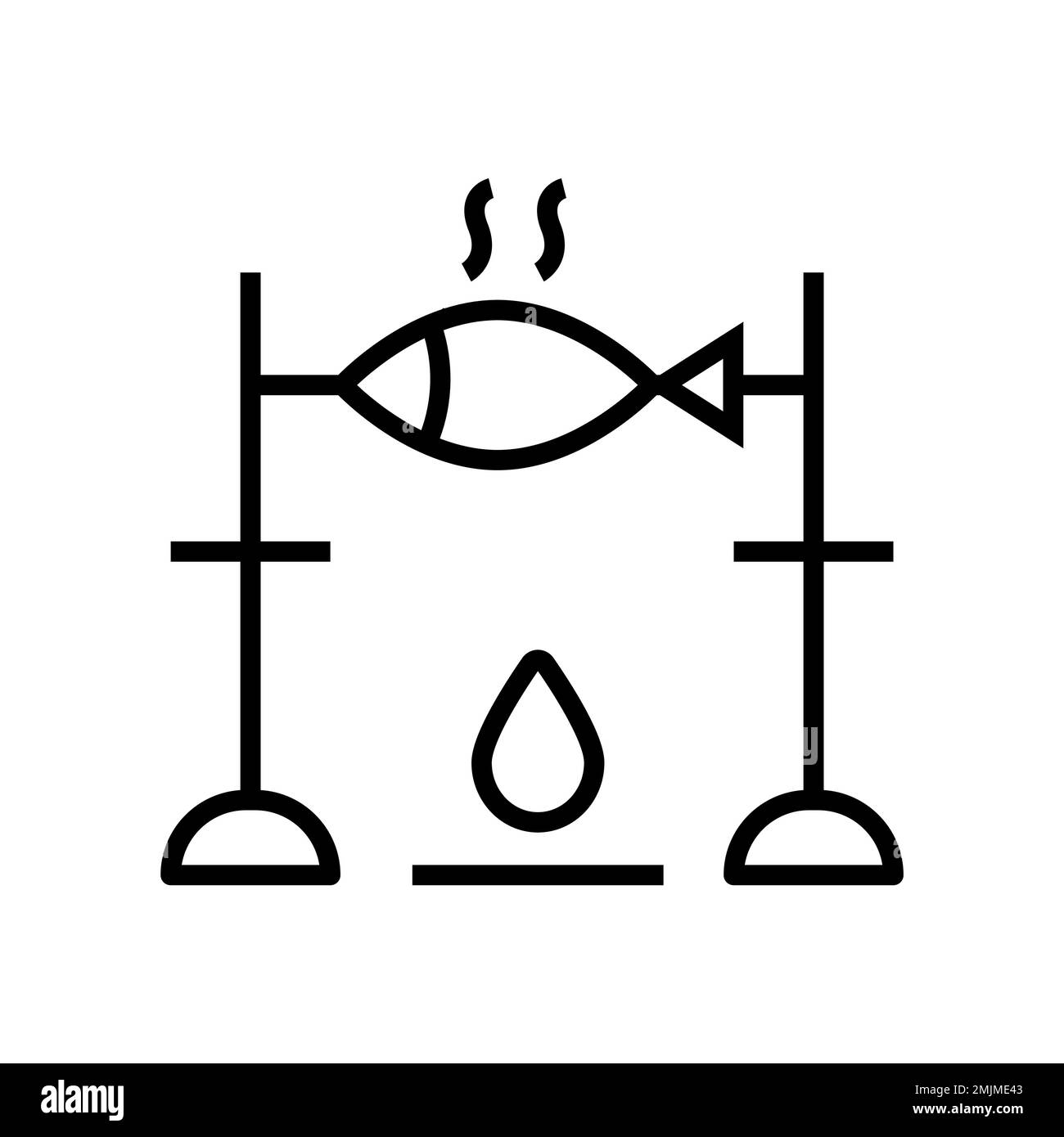 Pesce fritto icona linea isolata su sfondo bianco. Icona sottile nera piatta sullo stile moderno. Simbolo lineare e tratto modificabile. Semplice e pixel p Illustrazione Vettoriale