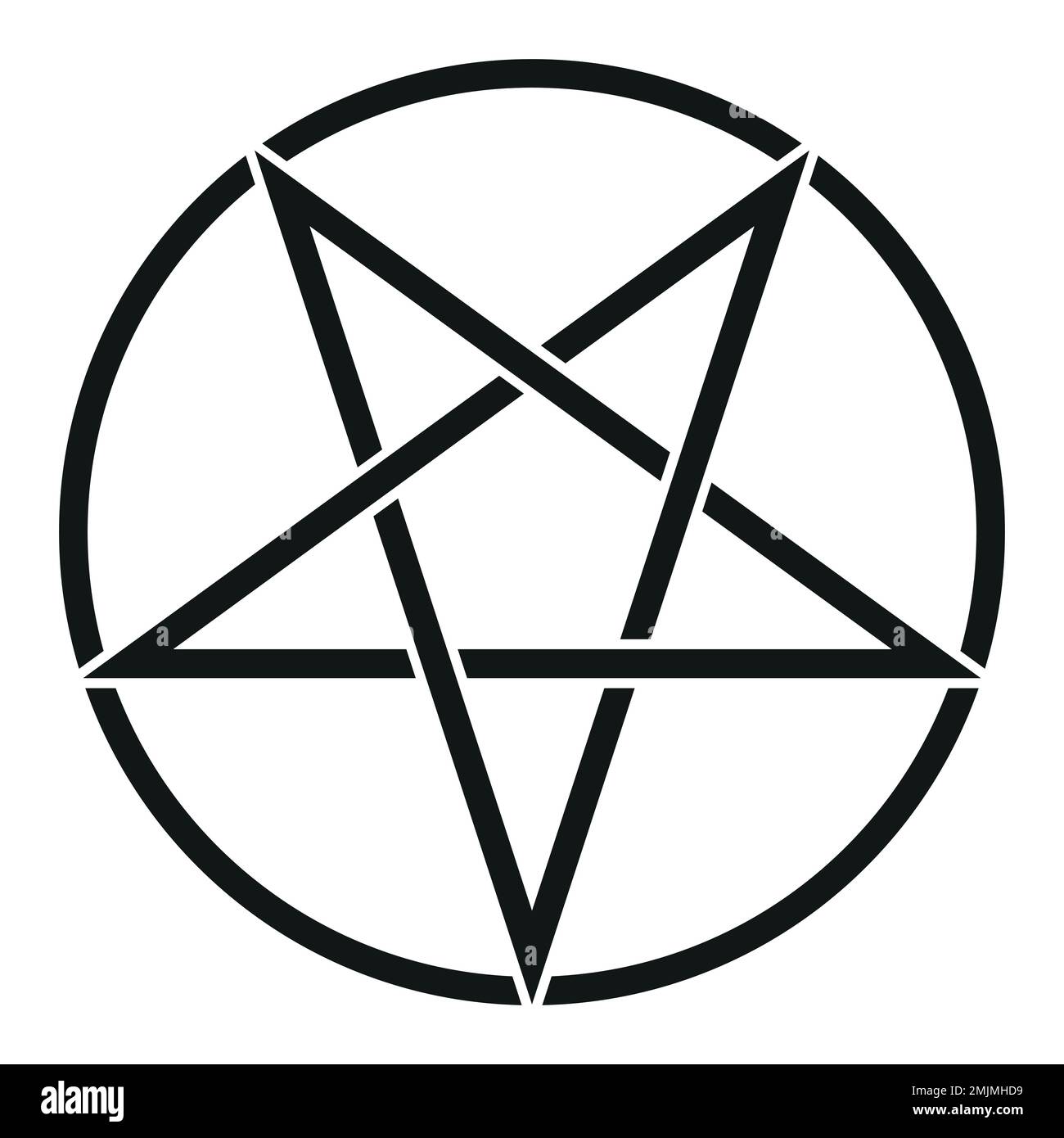 Pentagram in cerchio - illustrazione vettoriale di una semplice stella a cinque punte in cerchio, isolata su bianco Illustrazione Vettoriale