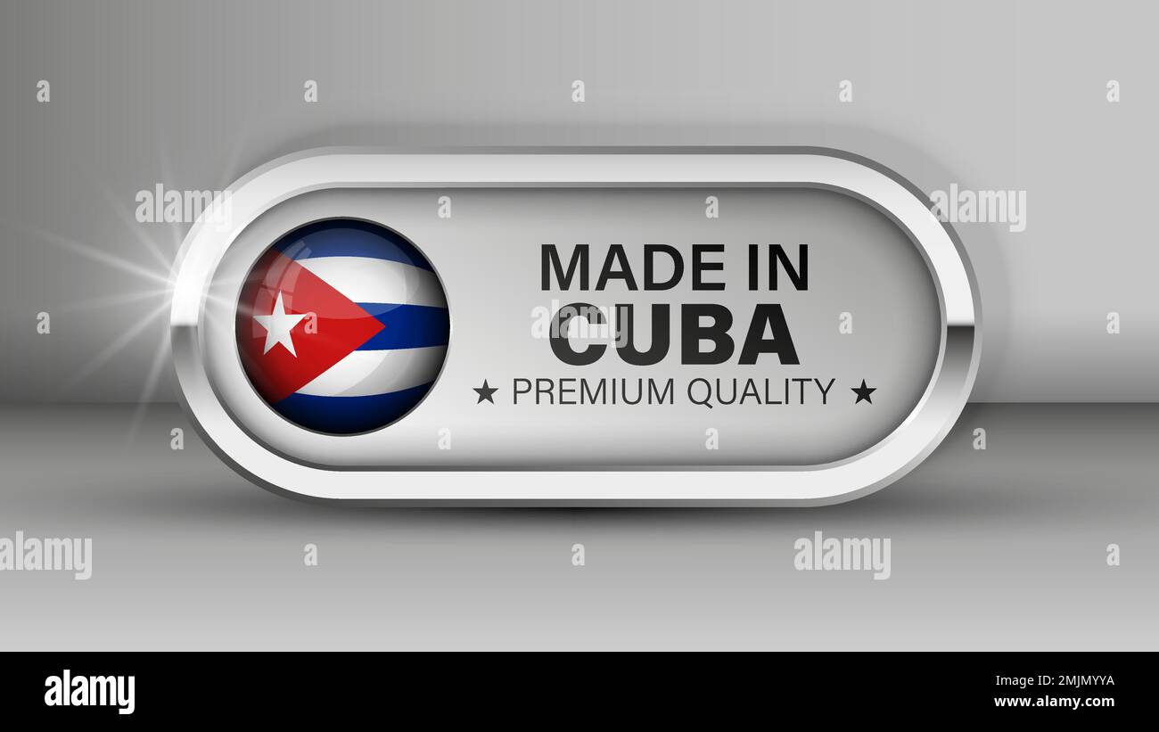 Prodotto in Cuba grafica ed etichetta. Elemento di impatto per l'uso che si desidera fare di esso. Illustrazione Vettoriale
