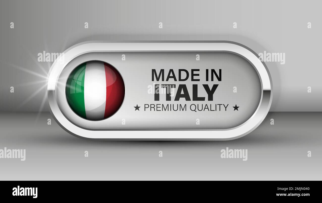 Grafica ed etichetta Made in Italy. Elemento di impatto per l'uso che si desidera fare di esso. Illustrazione Vettoriale