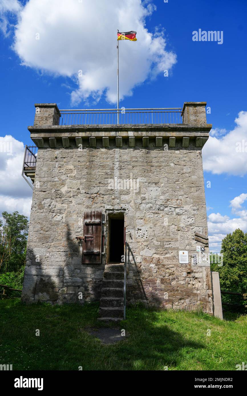 Buttenturm Obermarsberg. Vecchia torre di osservazione a Marsberg. Foto Stock