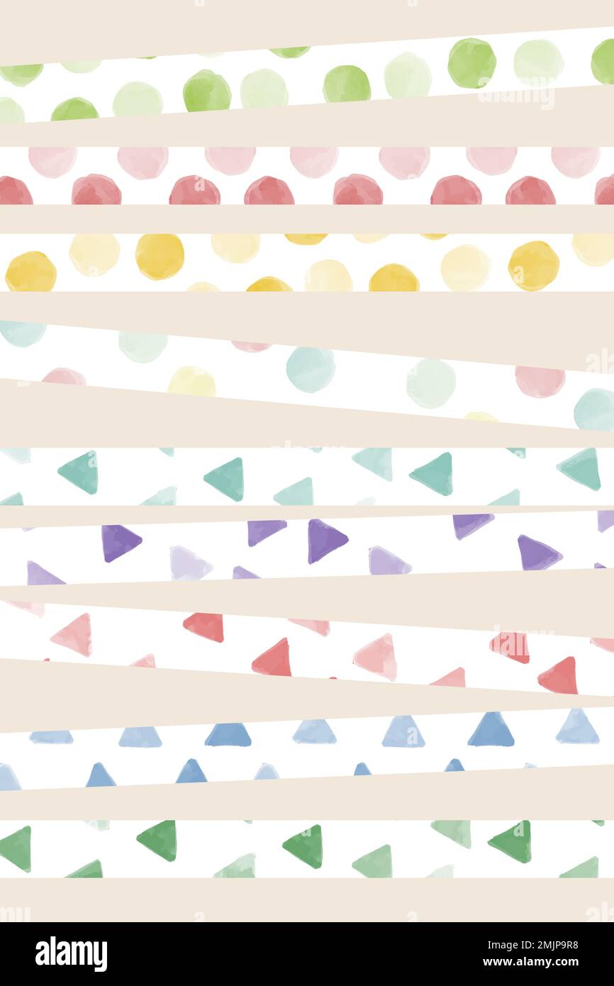 Linea di acquerello colorata Set vettoriale di disegno di pattern senza giunture Illustrazione Vettoriale