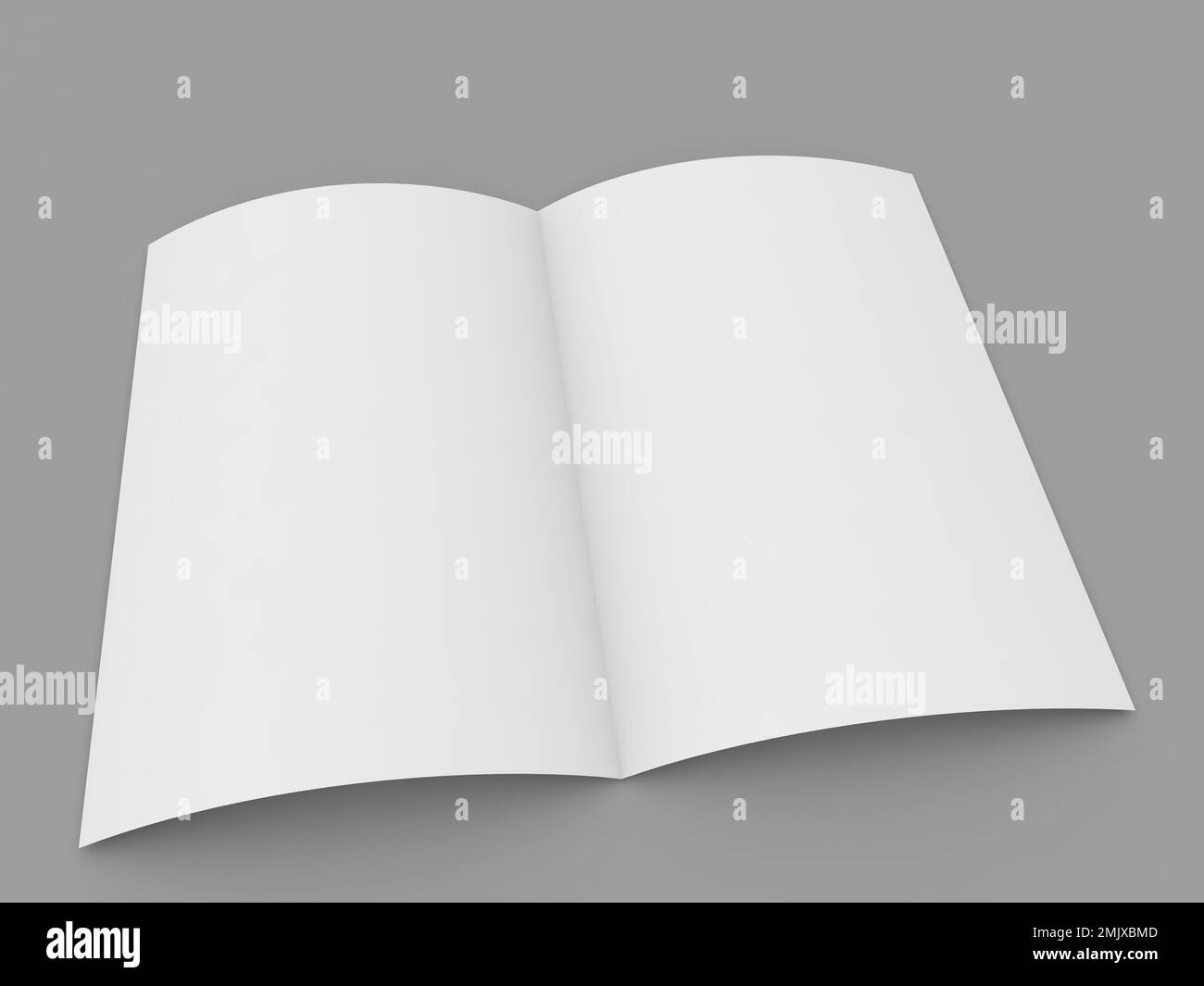 Carta per notebook bianca mockup su sfondo grigio. illustrazione di rendering 3d. Foto Stock