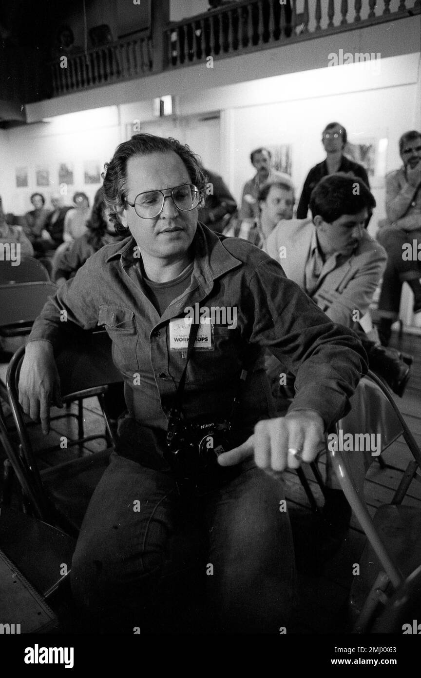 Il fotografo americano Jay Maisel partecipa a una sessione di laboratori fotografici di Rockport, Rockport, Maine, Stati Uniti, 1982. Foto Stock