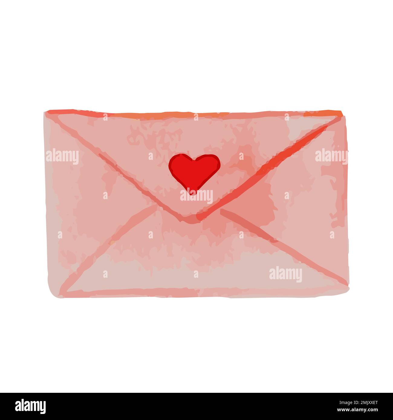 Acquerello Illustrazione busta con cuore Illustrazione Vettoriale