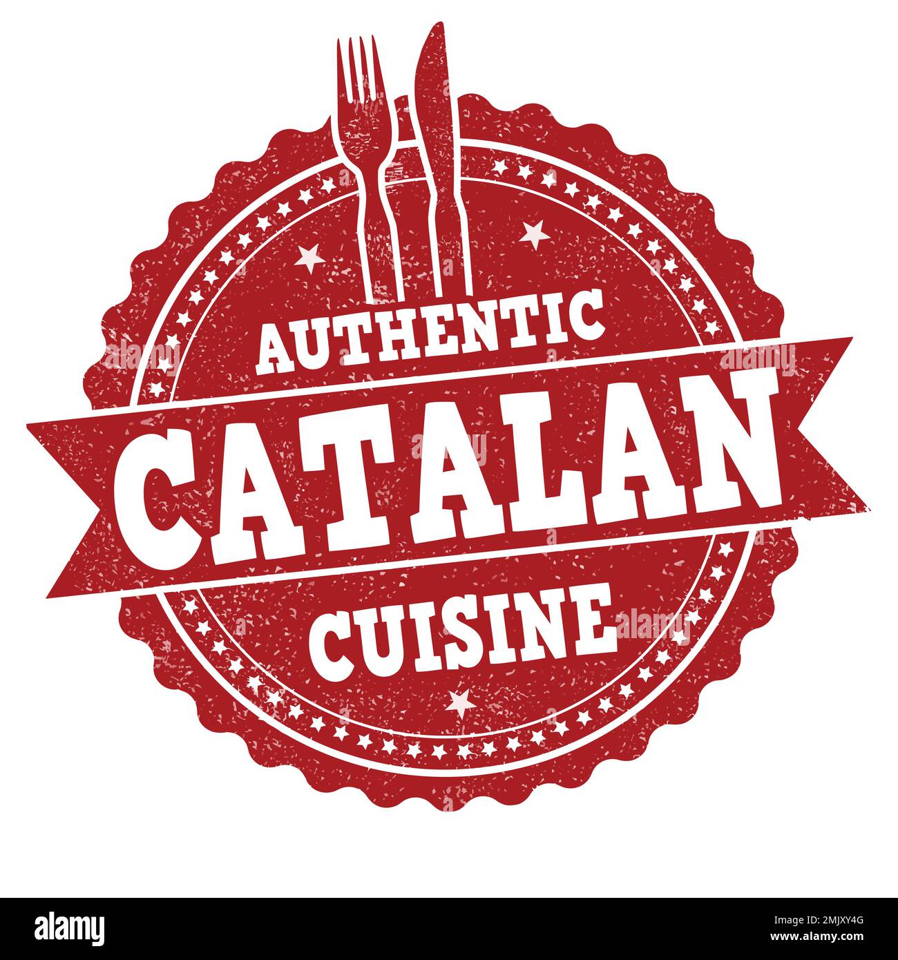 Francobollo di gomma grunge della cucina catalana su sfondo bianco, illustrazione vettoriale Illustrazione Vettoriale