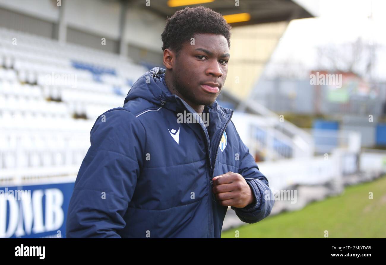 Durante la partita della Sky Bet League 2 tra Hartlepool United e Colchester United a Victoria Park, Hartlepool, sabato 28th gennaio 2023. (Credit: Michael driver | MI News) Foto Stock