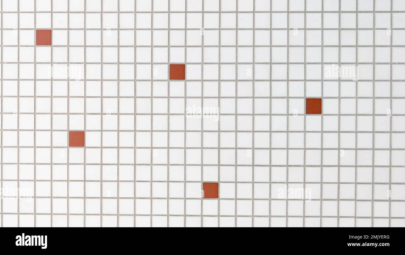 Texture mattonelle mosaico rosso e bianco con sfondo vintage retrò Foto Stock