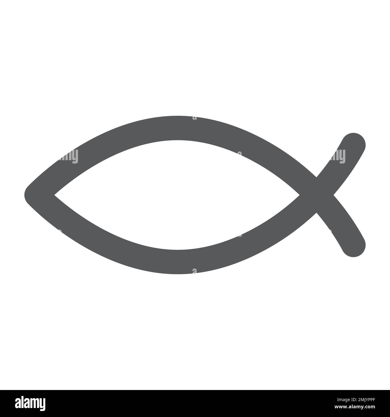 Icona del glifo dei pesci cristiani, simbolo e religioso, segno dei pesci di gesù, grafica vettoriale, un motivo solido su uno sfondo bianco, eps 10. Illustrazione Vettoriale
