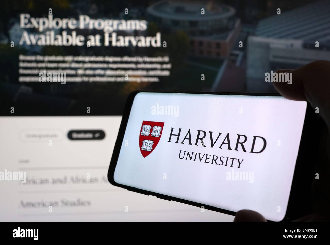 Pagina web dell'Università di Harvard Foto Stock