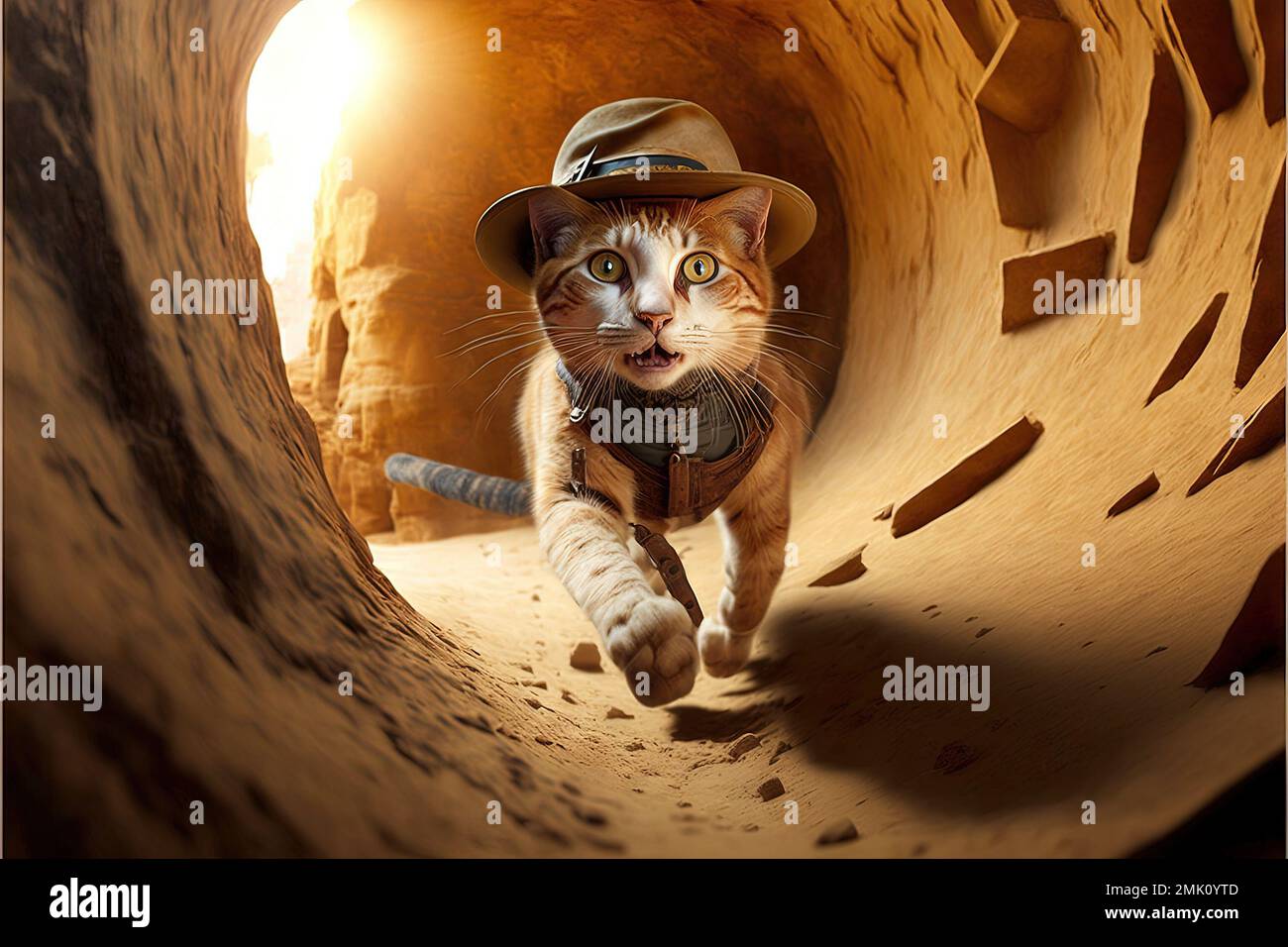 Un archeologo gatto con cappello e frusta in fuga da illustrazione di  pericolo generativo ai Foto stock - Alamy