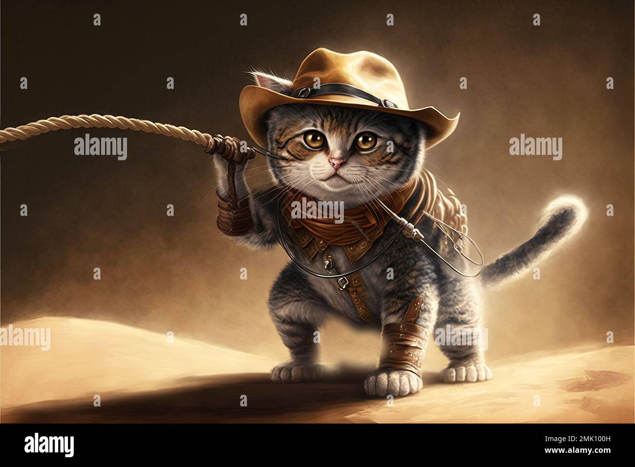 Un archeologo gatto con cappello e frusta in fuga da illustrazione di  pericolo generativo ai Foto stock - Alamy