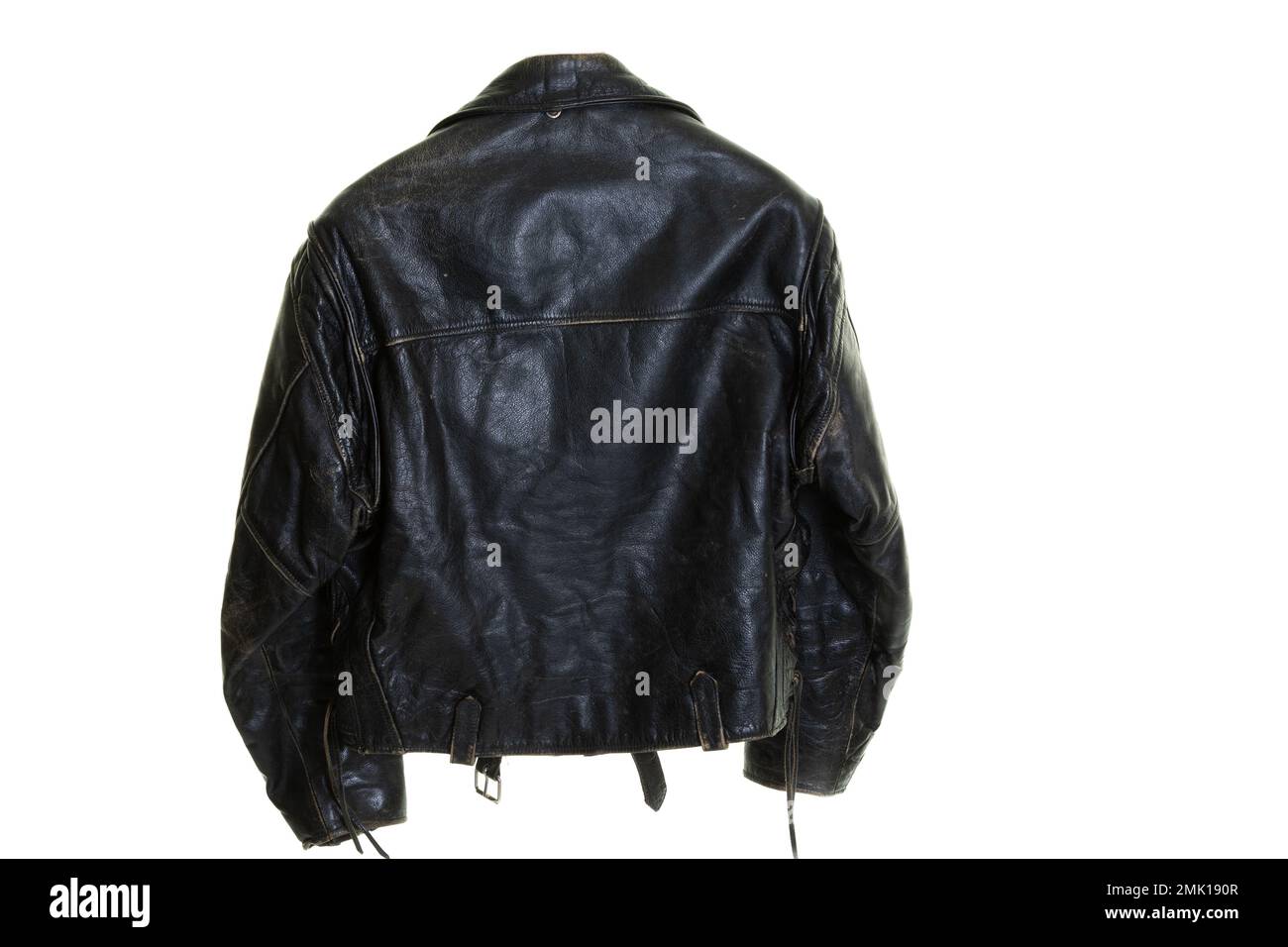 back view nero giacca bikers in pelle usata ripresa dal retro Foto Stock back view nero giacca bikers in pelle usata ripresa dal retro Foto Stock
