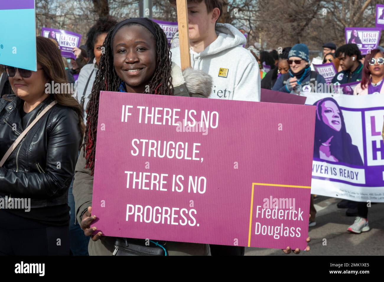 Denver, Colorado - la marata annuale del Martin Luther King Day (marzo + parata). Foto Stock
