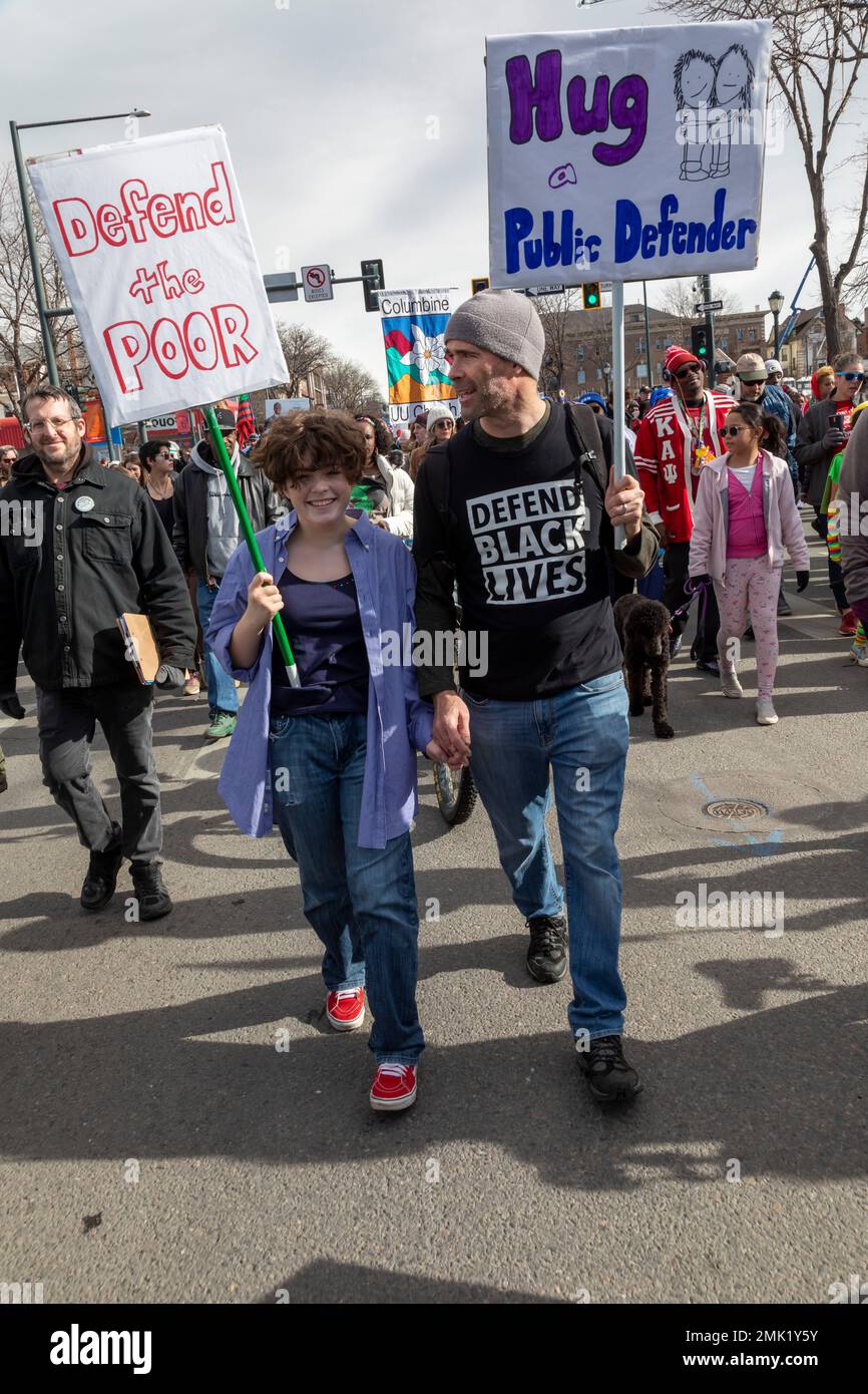 Denver, Colorado - la marata annuale del Martin Luther King Day (marzo + parata). Foto Stock