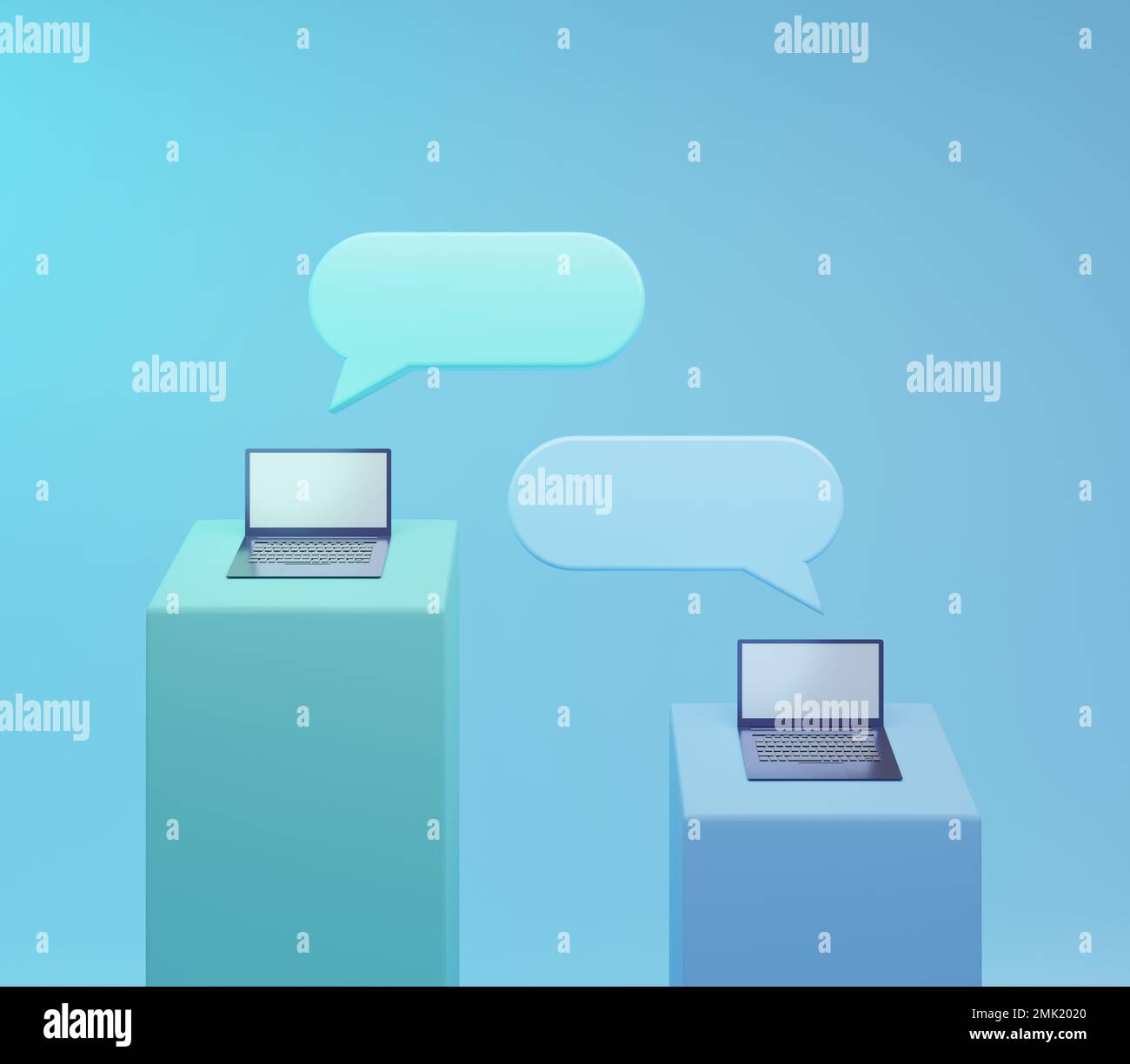 Concetto di chat dei tuoi amici sui social media 3D Illustrazione Foto Stock