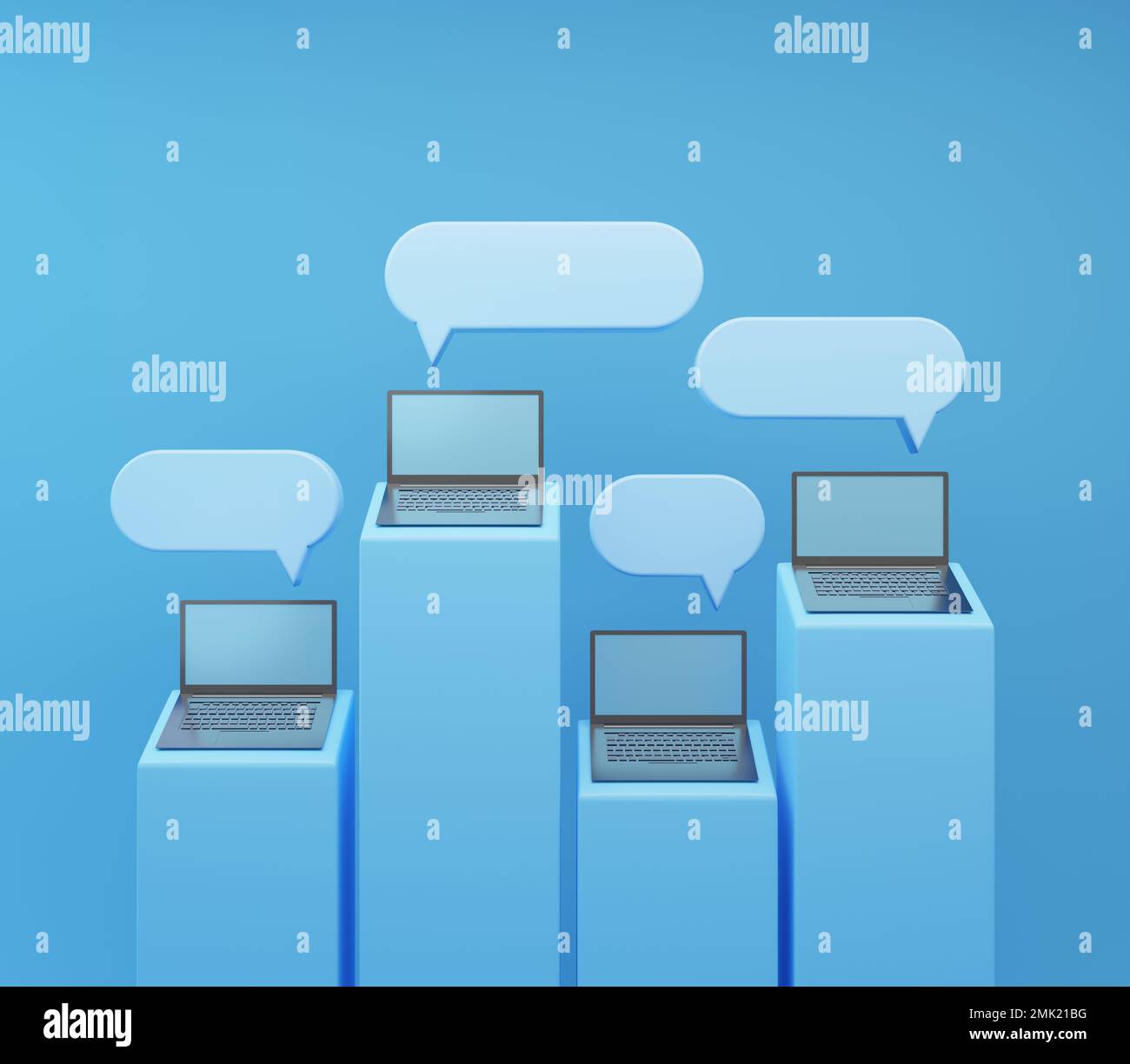 Concetto di chat dei tuoi amici sui social media 3D Illustrazione Foto Stock