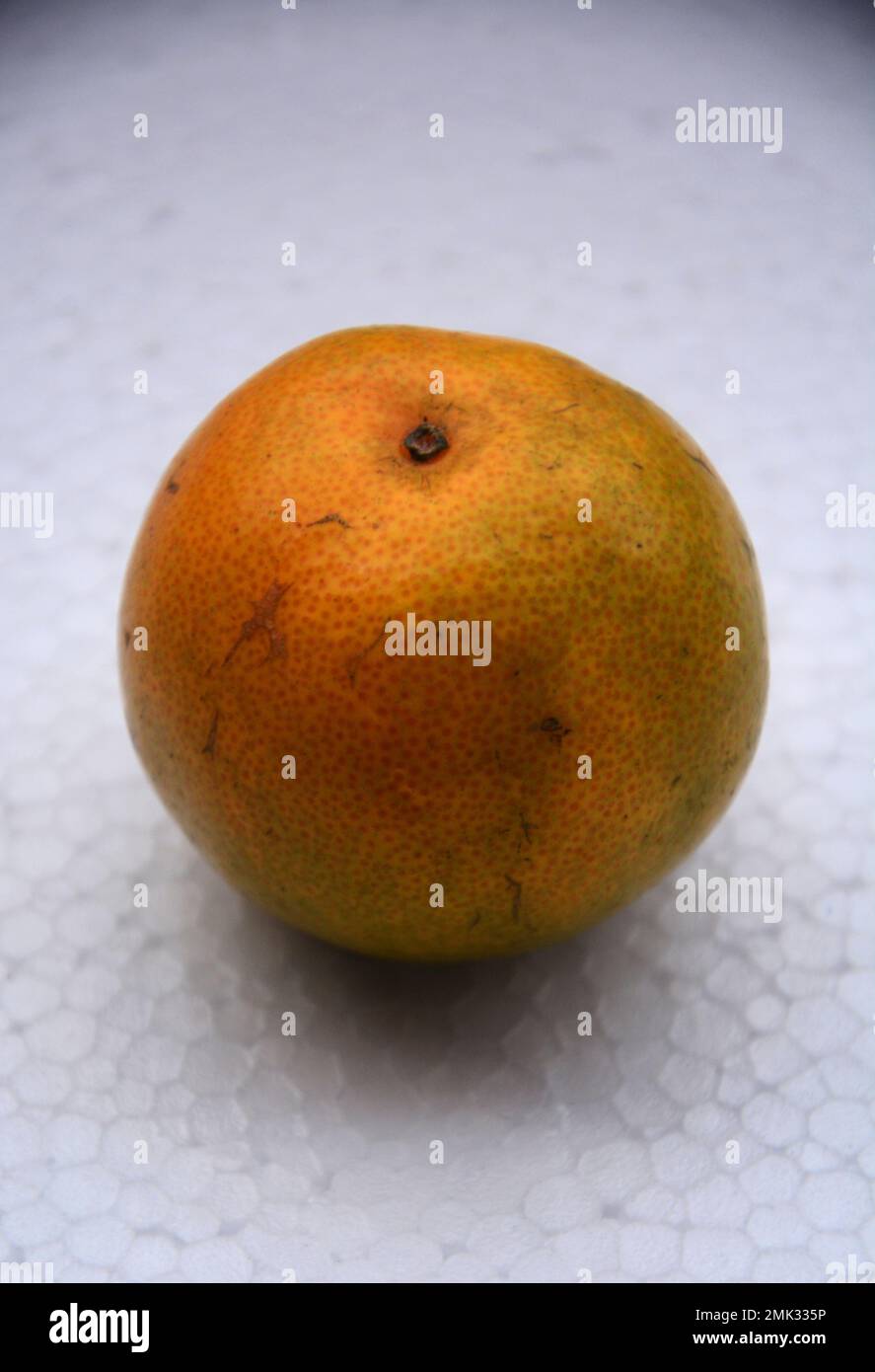 Foto ravvicinata di un'arancia matura e pronta a mangiare. Foto Stock