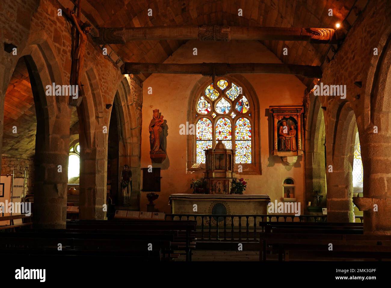 Chapelle de Notre-Dame de Tremalo, Christ jaune de Gaugin, Pont-Aven, Finistere, Bretagne, Bretagna, Francia, Europa Foto Stock