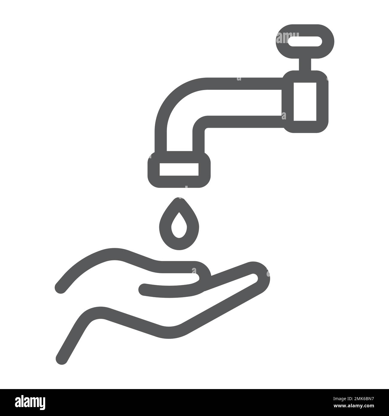 Icona della linea del wudu islamico, arabo e preghiera, segno del lavaggio a mano, grafica vettoriale, un disegno lineare su sfondo bianco, eps 10. Illustrazione Vettoriale