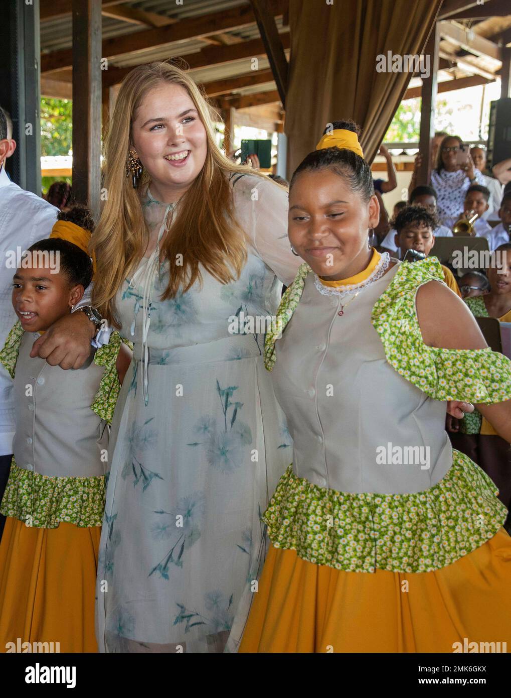 Principessa Amalia dei Paesi Bassi a Kralendijk, il 28 gennaio 2023, per una visita al Parco Culturale Mangazina di Rei e l'evento culturale-educativo Nos Zjilea il 1st° giorno della visita ai Caraibi Foto: Albert Nieboer/Olanda OUT/Point de Vue OUT Foto Stock