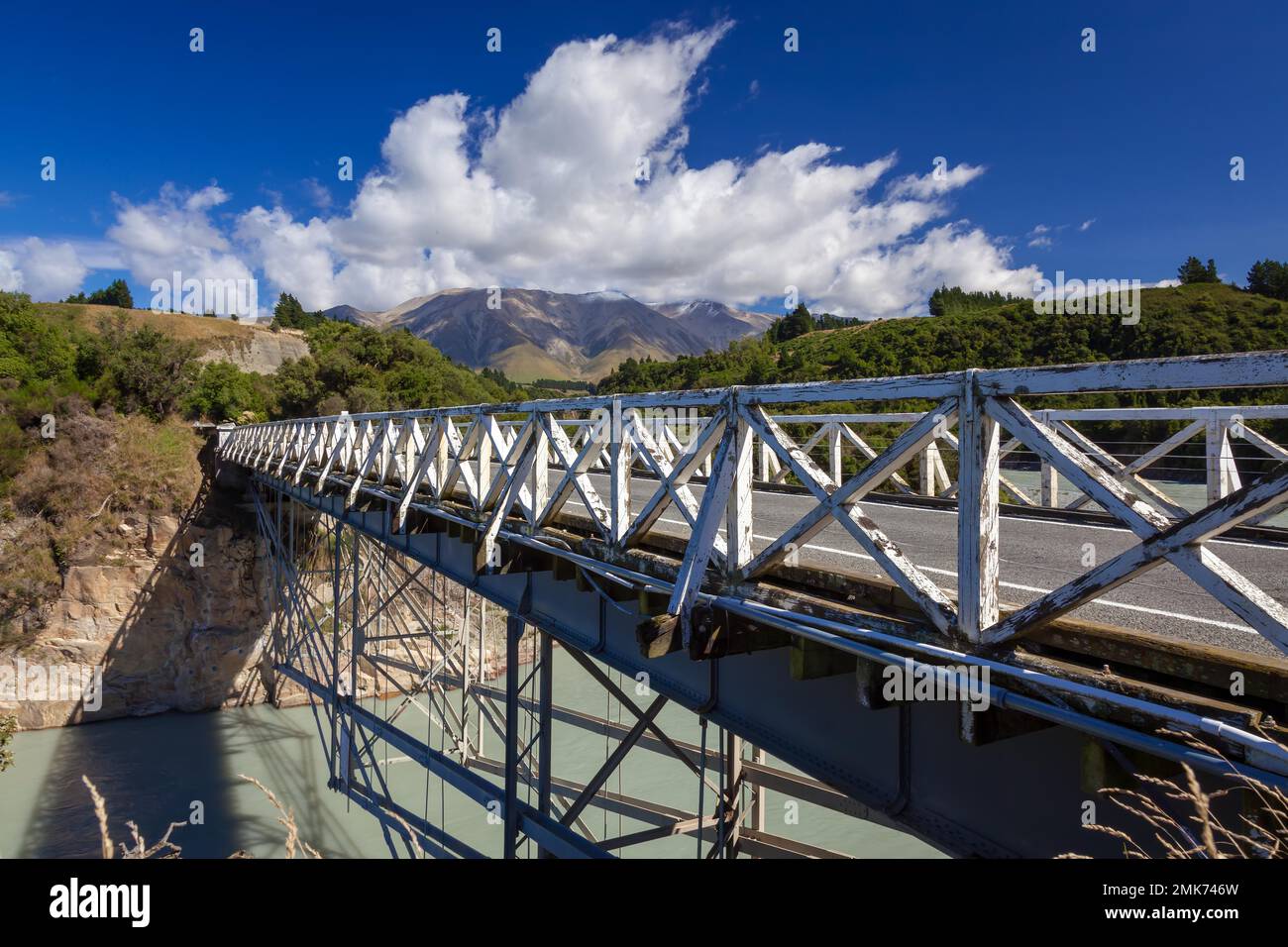 Rakaia Gorge Bridge Foto Stock