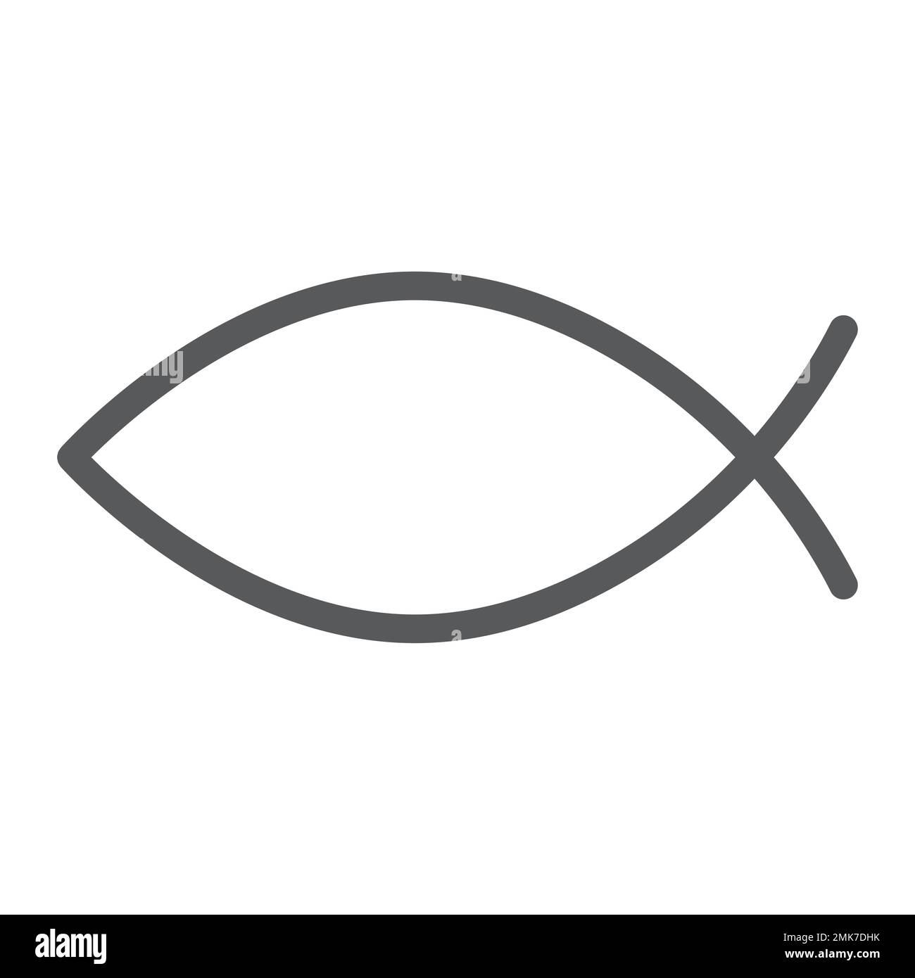 Icona della linea dei pesci cristiani, simbolo e religioso, segno dei pesci di gesù, grafica vettoriale, un disegno lineare su sfondo bianco, eps 10. Illustrazione Vettoriale