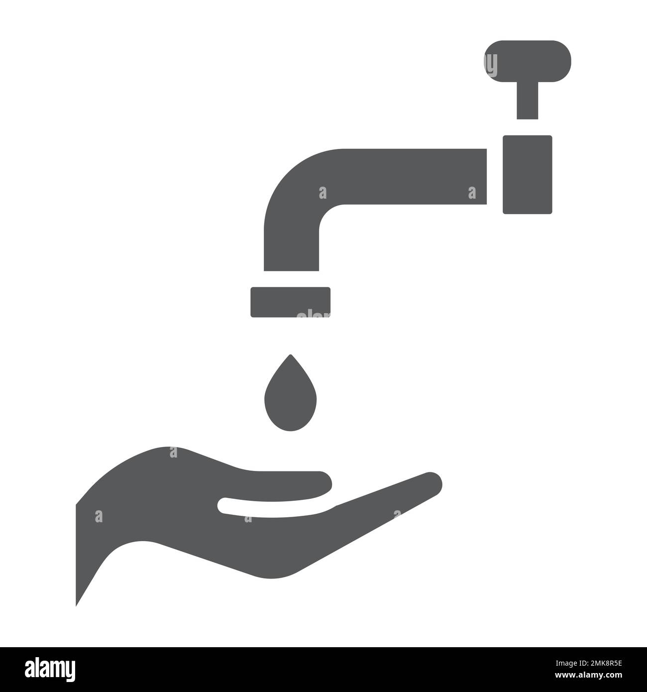 Icona del glifo del wudu islamico, arabo e preghiera, segno di lavaggio a mano, grafica vettoriale, un motivo solido su sfondo bianco, eps 10. Illustrazione Vettoriale