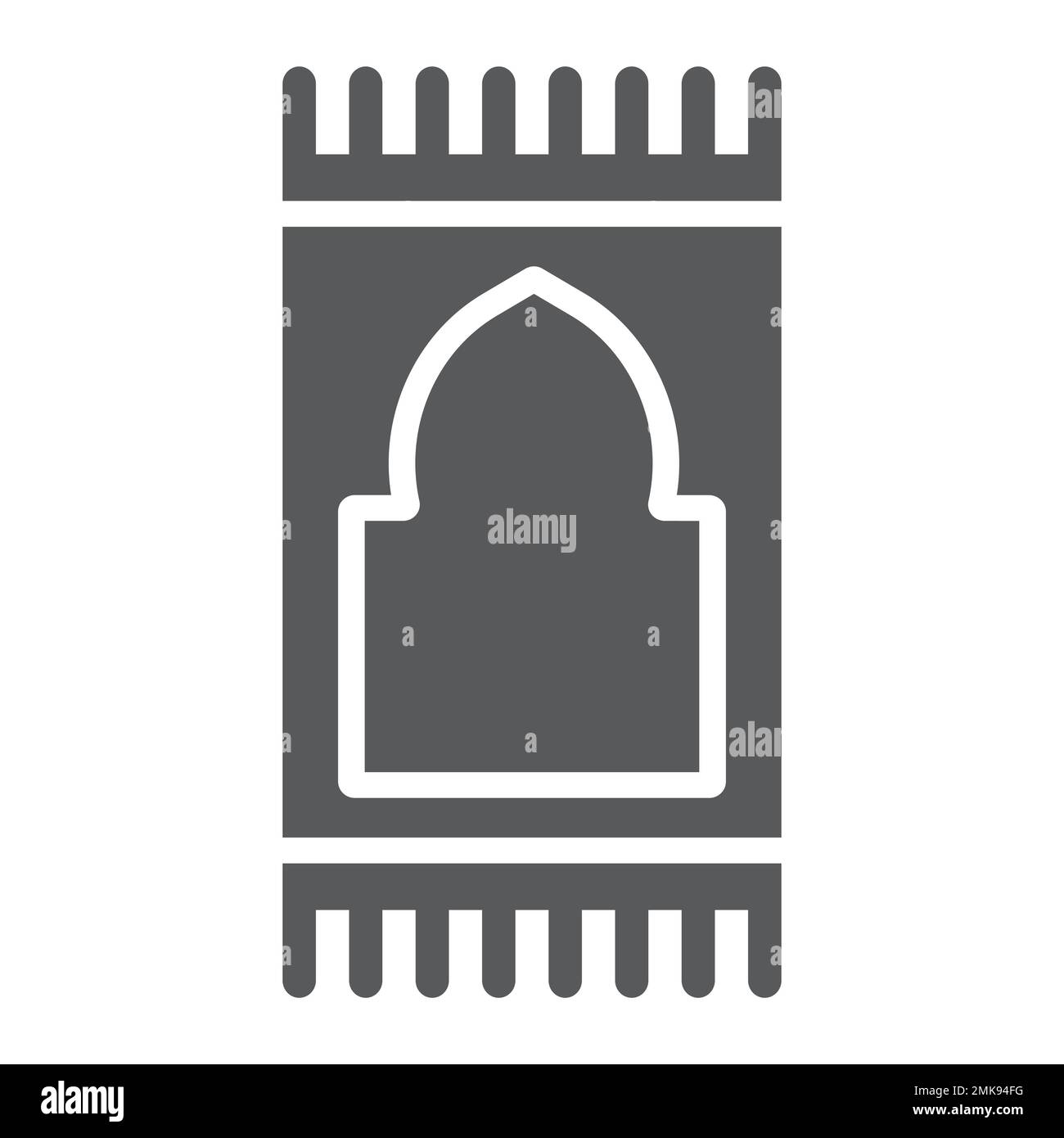 Icona del glifo del tappeto di preghiera, arabo e tappeto, segno del pad di preghiera, grafica vettoriale, un motivo solido su sfondo bianco, eps 10. Illustrazione Vettoriale