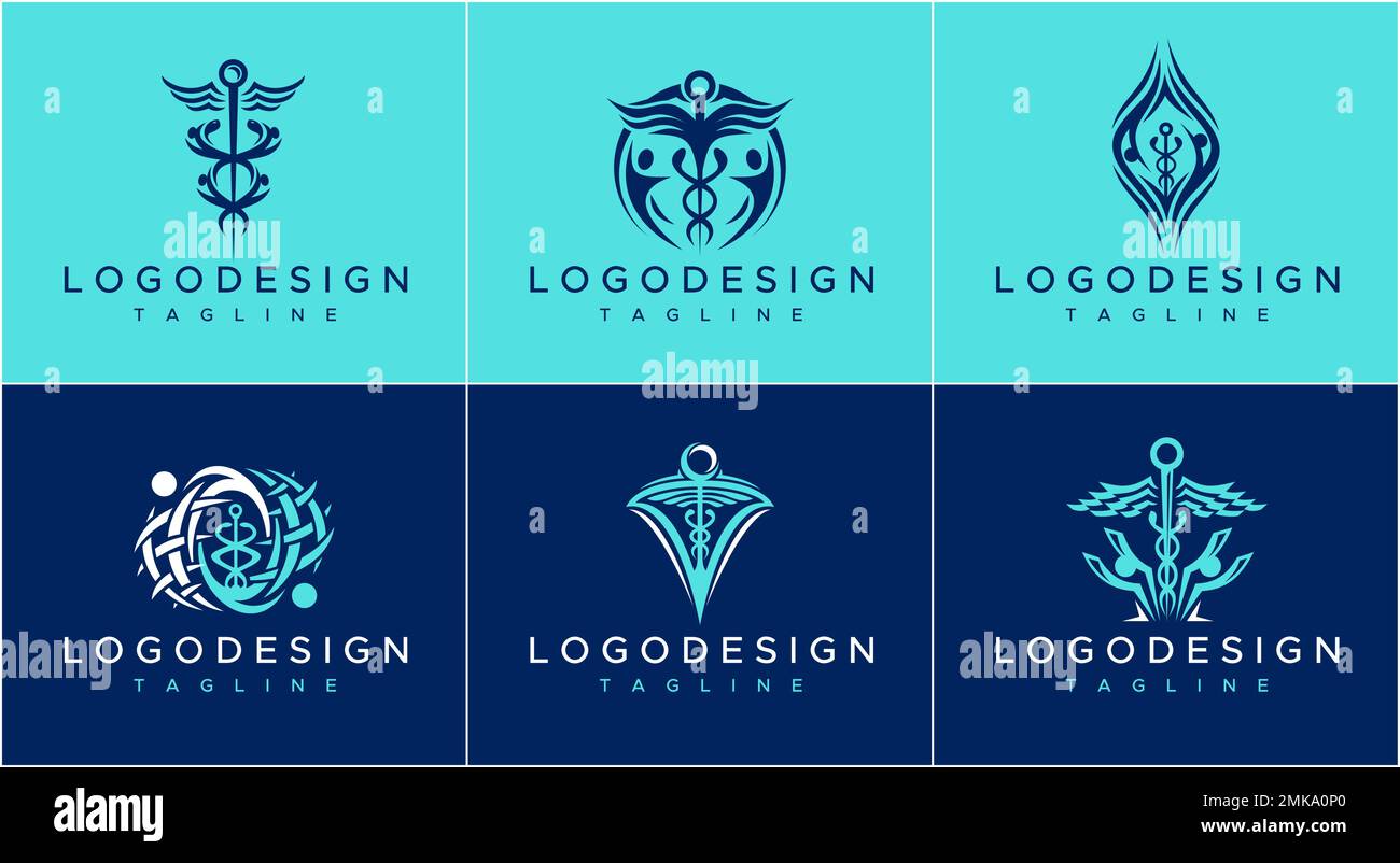 Collezione design logo farmacia. Modello di logo per il settore sanitario. Illustrazione Vettoriale Collezione design logo farmacia. Modello di logo per il settore sanitario. Illustrazione Vettoriale